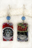 Vintage China Kats Grey Kitty Couple Earrings