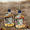 Vintage China Kats Pumpkin Kitty Earrings