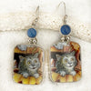 Vintage China Kats Pumpkin Kitty Earrings