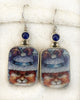 Vintage China Kats Orange Kitty Blue Hat Earrings