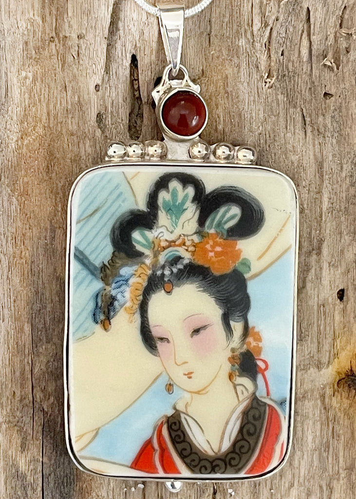 Vintage China Faces The Geisha Girl Pendant