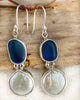 Coastal Glass Collection Blue Ocean and Pearl Earrings